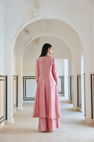 Back look of light pink Anarkali And Palazzo. Perfect dress for festive occasions, parties, cultural events.