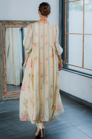Back look ivory kurta set. All rounder dress for festivities and casual outing dress.