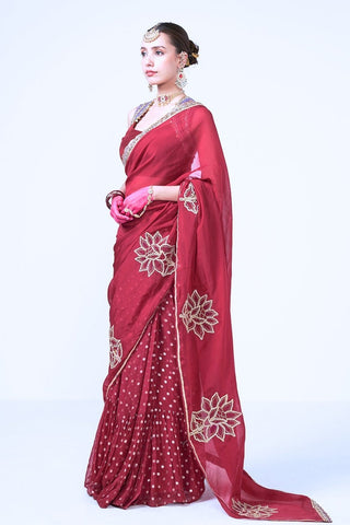 Cherry Chamak Rishi And Vibhuti Designer Outfit Pre-draped Pre-stitched Saree for Bride Closet Bridal Wedding Shaadi Guest Edit