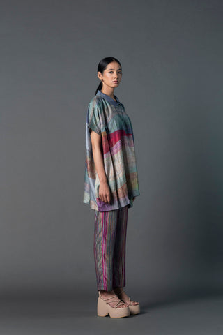 Array abstract multicolor co-ord set. A two piece kaftan set in avant garde print designed in-house. chic and stylish women's formal wear.