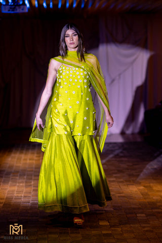 Green Hipster Sharara W dupatta ethnic traditional desinger dress. Perfect for festivities, cultural events, and celebrations where elegance meets tradition.