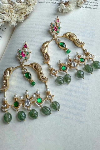 Classic Indian jewellery Ethnic jadau earring set for weddings and festive wear with detailed patterns. Ideal for bridal wear, festive styling, and traditional outfits with a luxurious appearance.