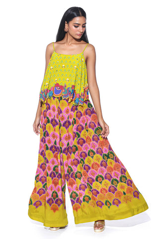 Lim yellow Embroidered Co-Ord Set, the flowy silhouette and rich hues ensure both comfort and a statement look.