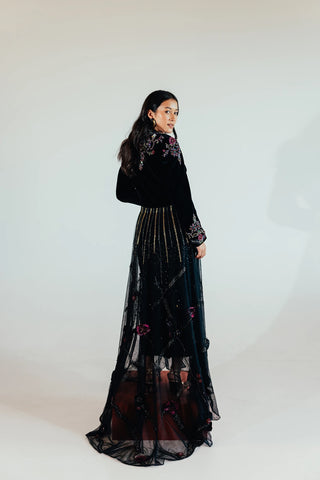 Natalia occasionwear train styled as a dramatic statement accessory, adding movement and an elevated feminine finish to formal event and evening outfits.