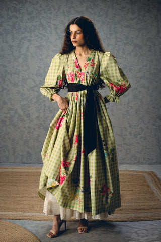 Paulmi and Harsh Anna Dress featuring an elegant printed maxi silhouette with a contemporary design, perfect for resort wear, vacations, festive occasions, brunches, and luxury women's designer fashion.