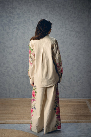 Back look of women's Airi ivory designer co-ord set offering a sophisticated contemporary fashion look, perfect for cocktail evenings, celebrations, luxury dinners, festive occasions and elegant gatherings.