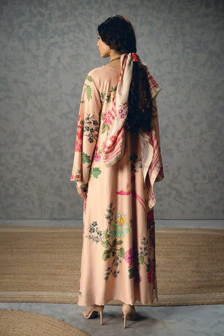 Back look of Pink Leonie women's designer kaftan offering effortless sophistication for luxury resort styling, perfect for tropical holidays, destination celebrations, poolside gatherings and elegant summer occasions.