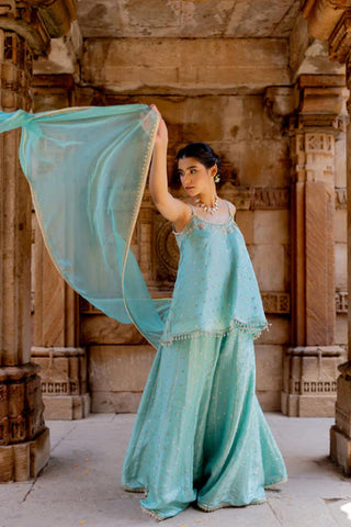 The side look of the Sharara dress perfect bridesmaid dress. Designer - Ivory By Dipika
