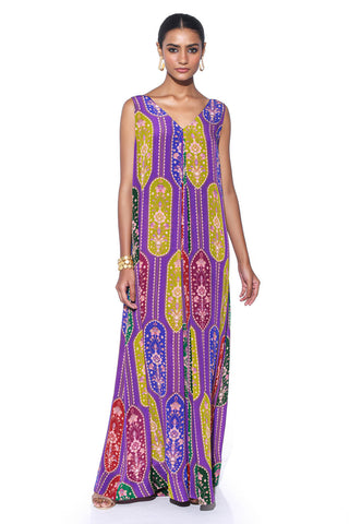 Violet, Multi Color Paisley Wide Leg Jumpsuit featuring, structured pleats, and flowing wide-leg pants. Rich hues ensure both comfort and a statement look.