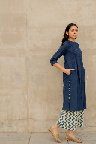 Indigo Pintuck Kurta & Culotte