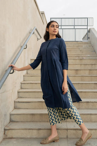 Indigo Pintuck Kurta & Culotte