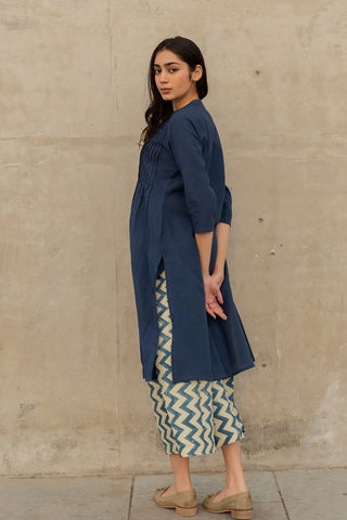 Indigo Pintuck Kurta & Culotte